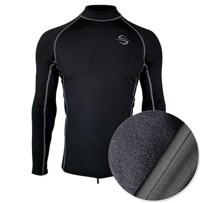 Fleece-Lined Thermo Rash Guard for Cold Water, Unisex UPF 50+ | Black